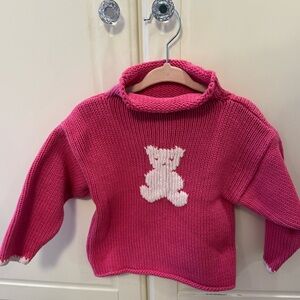 Luba-Robert Pink sweater with White Teddy bear 2t